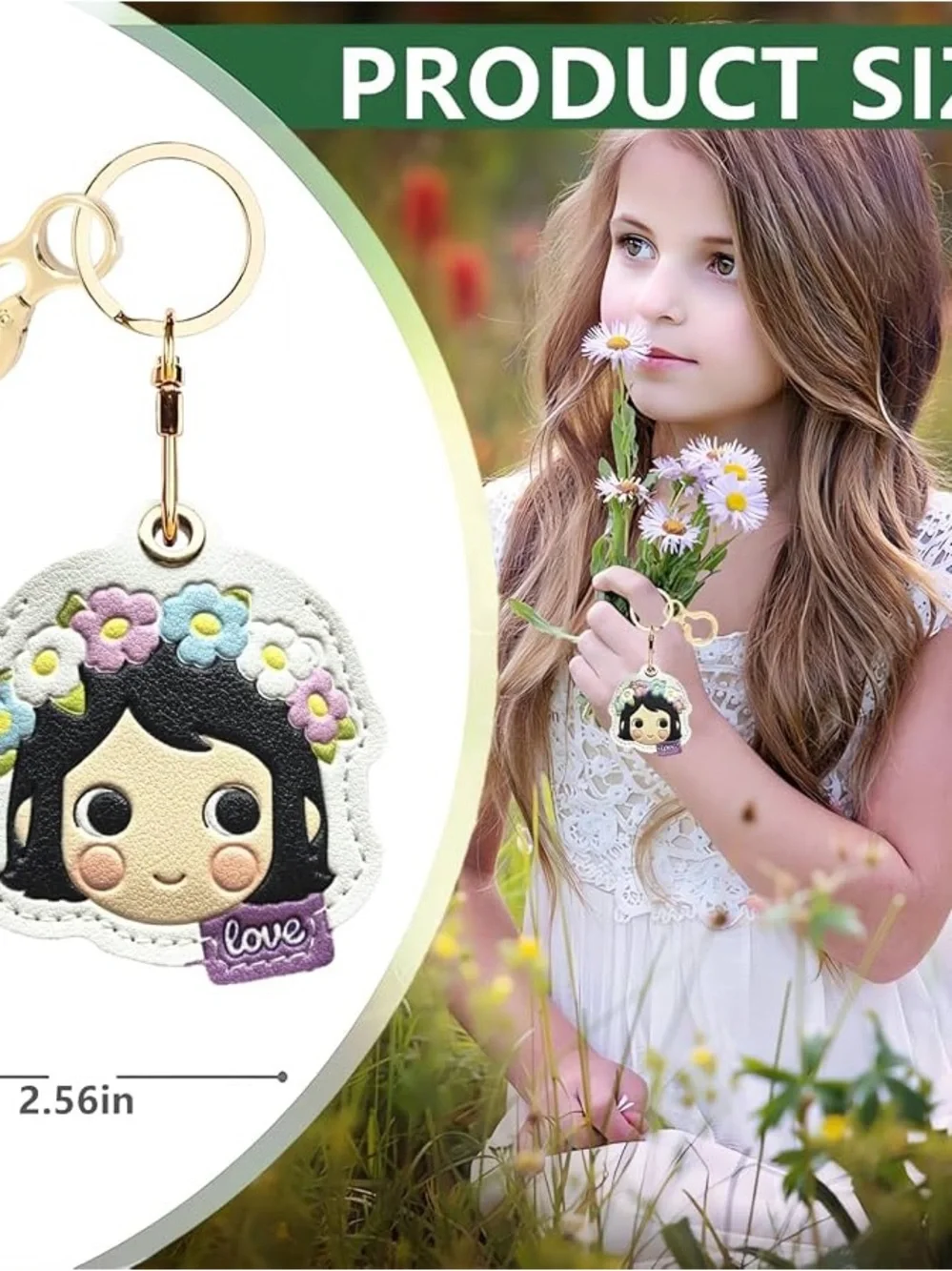 NEW Gugu Tribe leather AirTag holder / keychain cute girl design